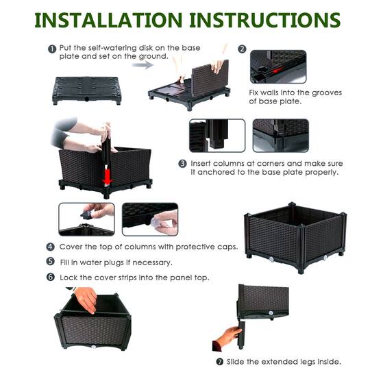 Costway 16" x 17.5" Black & Brown Raised Garden Planter Boxes, 4ct.
